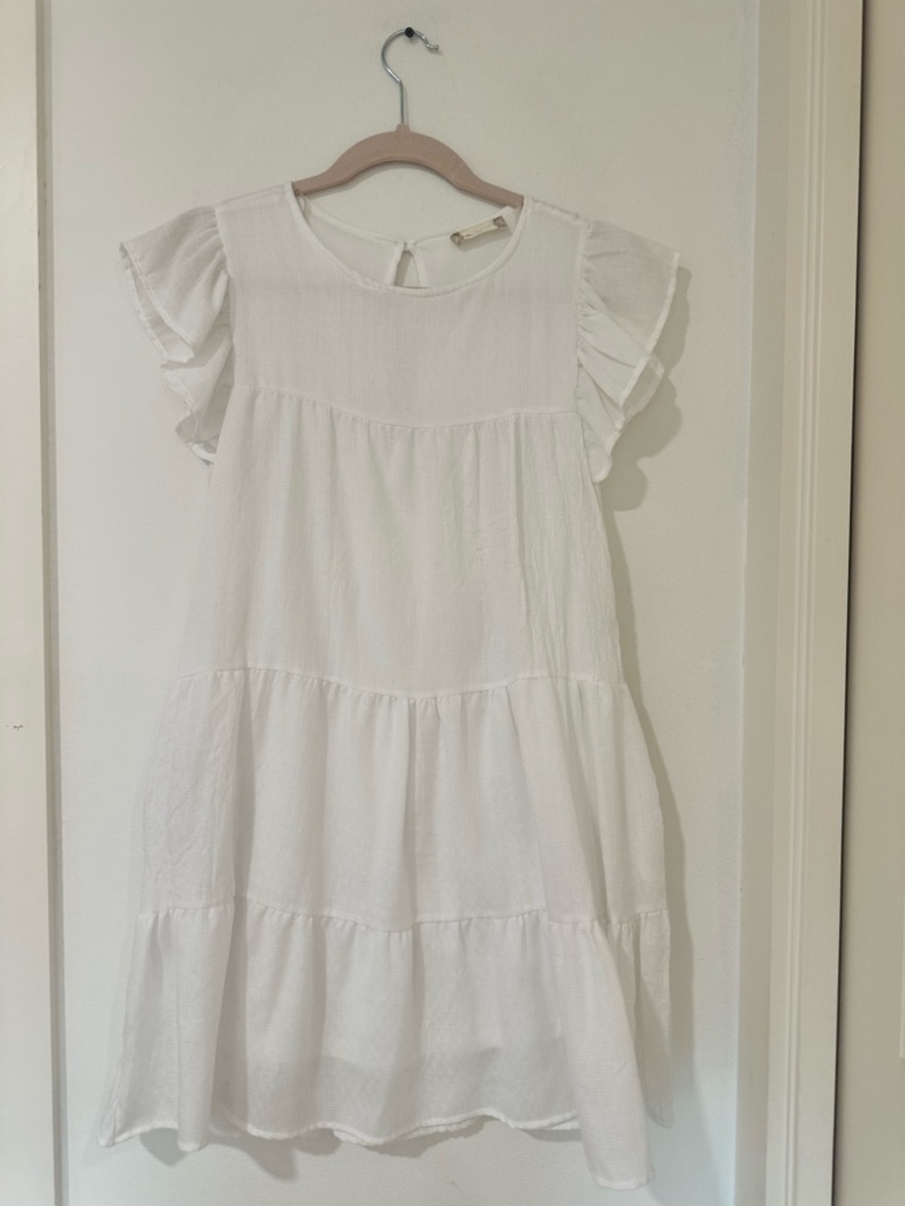 Altar’d State White Tiered Ruffle-Sleeve Dress